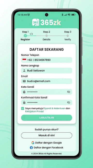 Mudahnya Buat Akun Baru 365zk untuk Pengguna Android