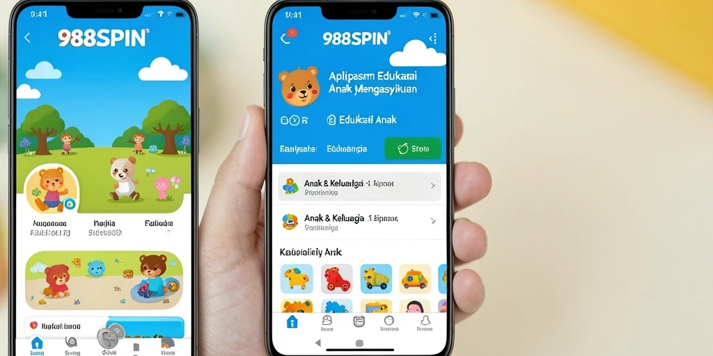 Antarmuka menarik 988SPIN untuk pembelajaran anak yang menyenangkan.