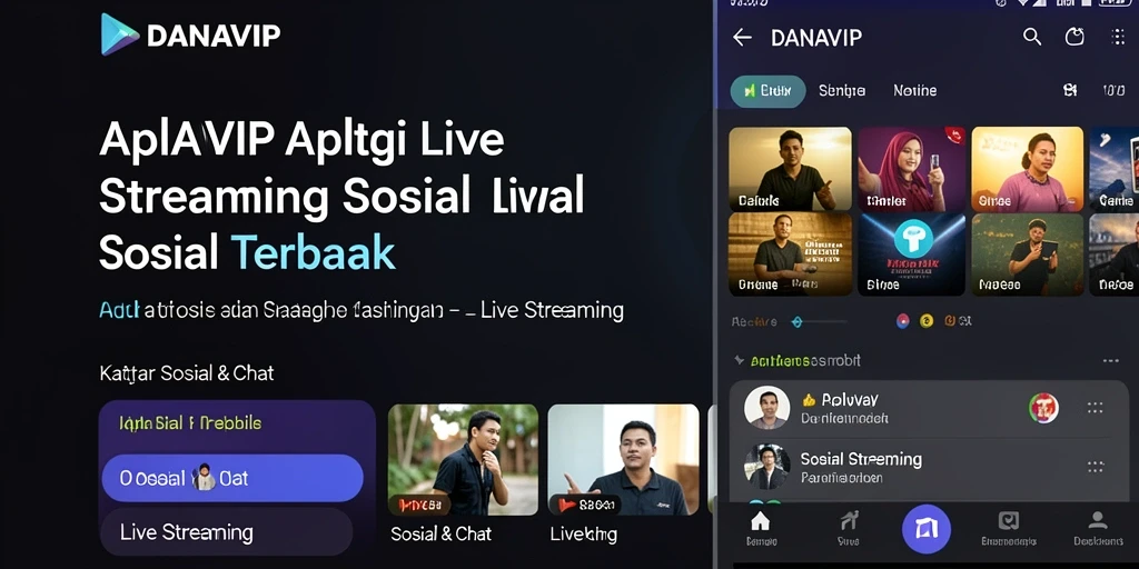 Antarmuka aplikasi Live Streaming DANAVIP yang menarik dan fungsional.