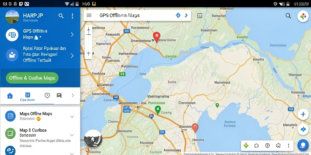 Antarmuka pengguna HARAPJP untuk navigasi GPS offline yang mudah digunakan.