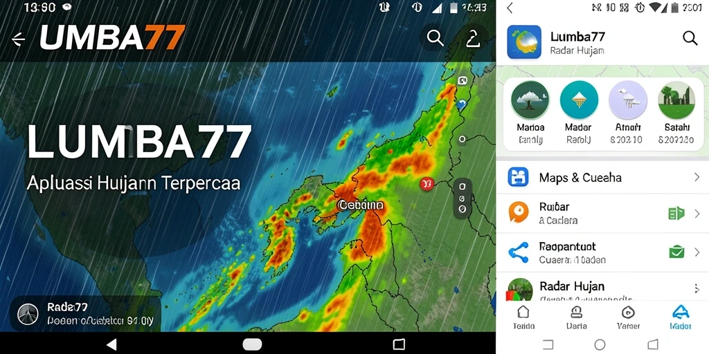 Antarmuka aplikasi LUMBA77 dengan fitur Radar Hujan yang informatif.