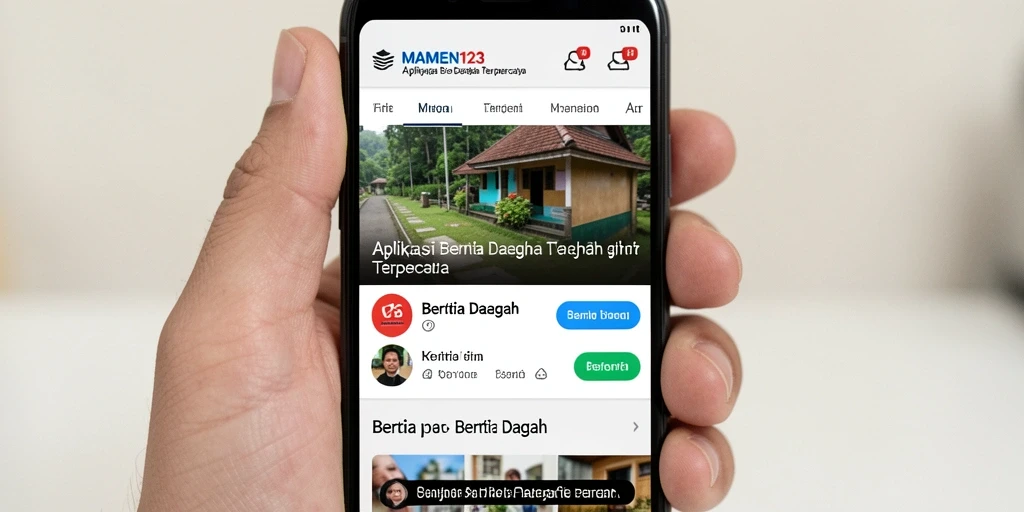 Tampilan antarmuka MAMEN123 dengan berita daerah terkini.