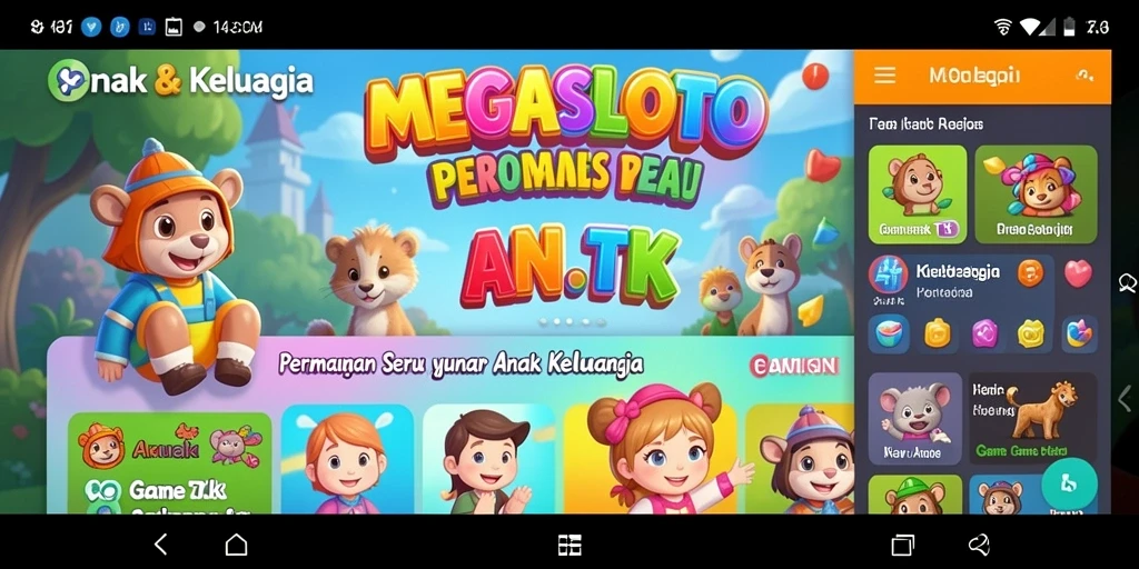 Tampilan antarmuka MEGASLOTO yang menarik dan ramah anak.