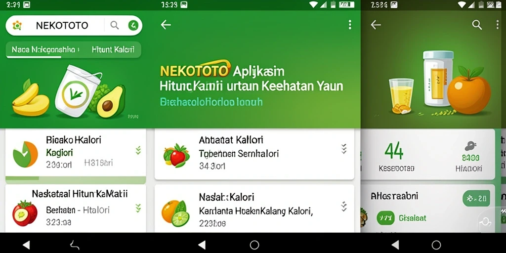Tampilan antarmuka pengguna NEKOTOTO untuk menghitung kalori dengan mudah.