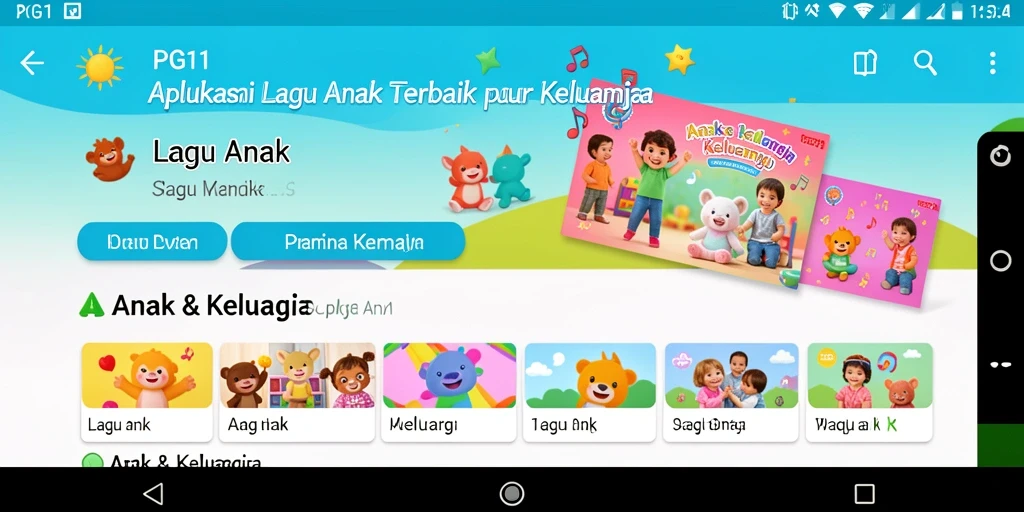 Antarmuka PG11 yang ceria untuk aplikasi Lagu Anak.