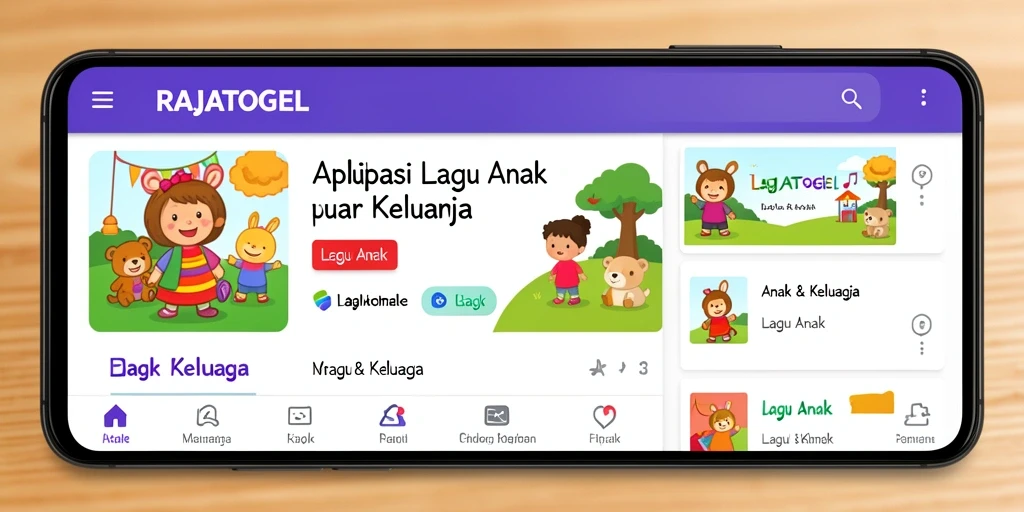 Antarmuka ceria aplikasi RAJATOGEL untuk anak-anak.
