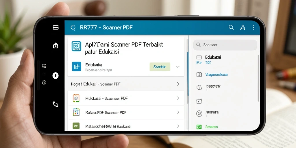 Tampilan antarmuka aplikasi RR777 yang intuitif untuk scanner PDF.