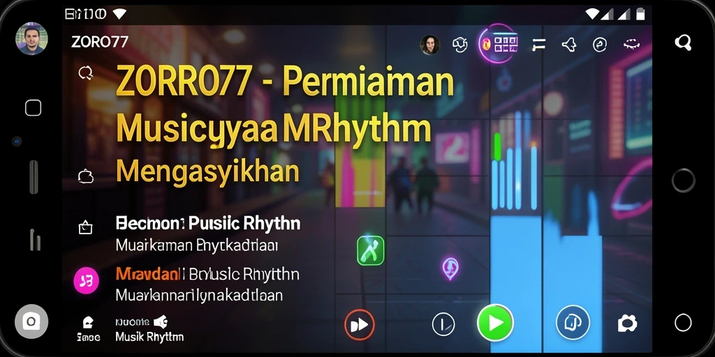 Antarmuka dinamis dan interaktif dari game Musik Rhythm ZORO77.